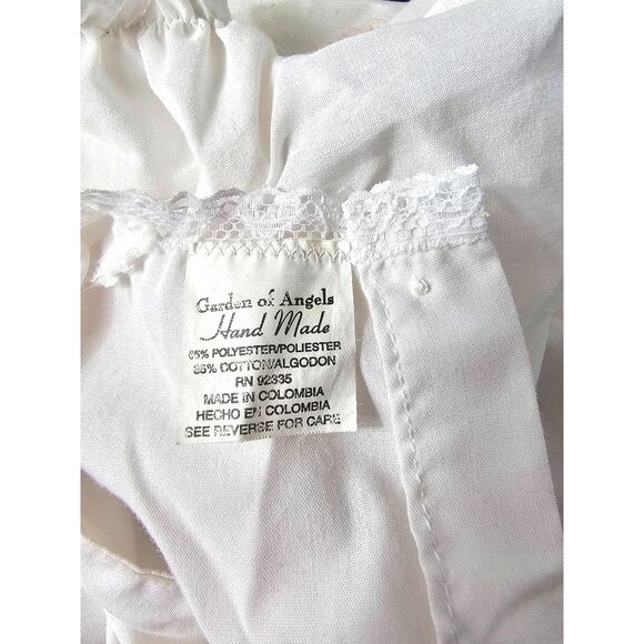 Vtg Garden Of Angels Hand Made NB Dress Bloomers Set White Embroidered Lace Trim - Picture 4 of 14